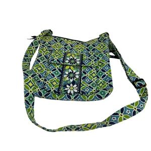 Retired!! Vera Bradley 'Daisy Daisy' Cotton Crossbody Bag Green Blue Floral‎